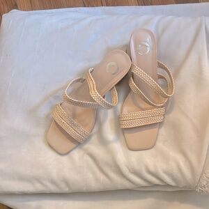 Block Heeled Nude Sandals
